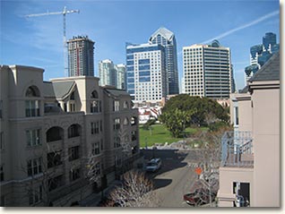 View of Pantoja Park, The Olde Cracker Factory, San Diego